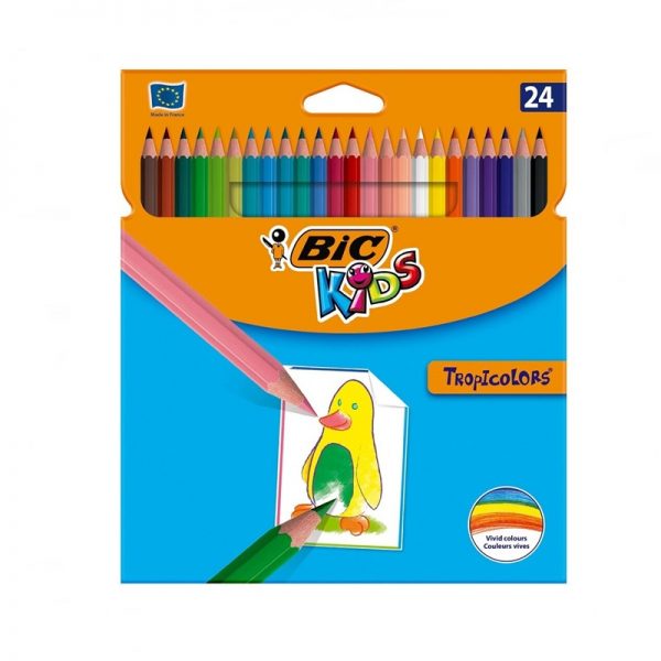 Set Creioane Colorate BIC Kids Tropicolors 24 Bucati