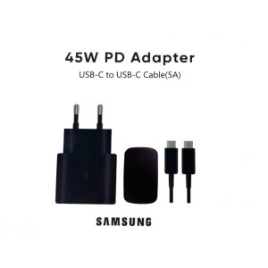 Incarcator Samsung Super Fast Charge 45W cu Cablu USB-C - USB-C Negru