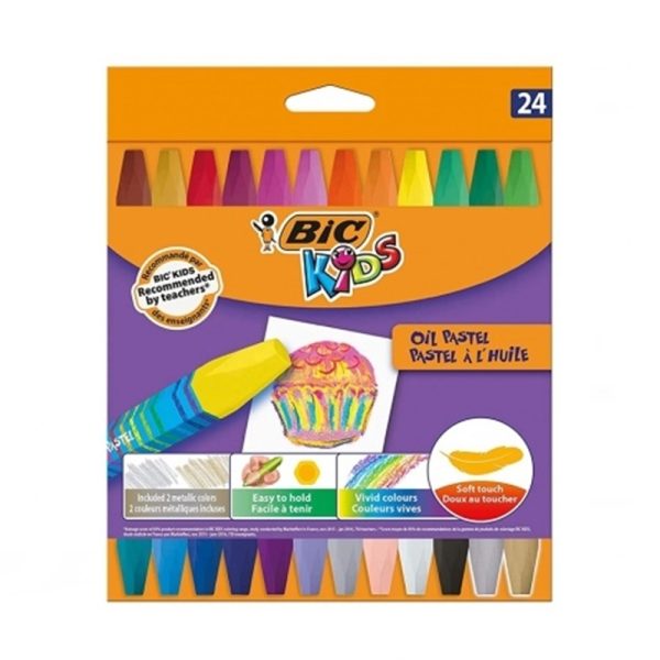 Set Creioane Cerate BIC Kids Oil Pastel 24 Culori