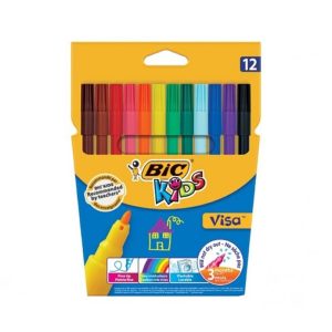 Set Markere Colorate Lavabile BIC Visa 12 Culori